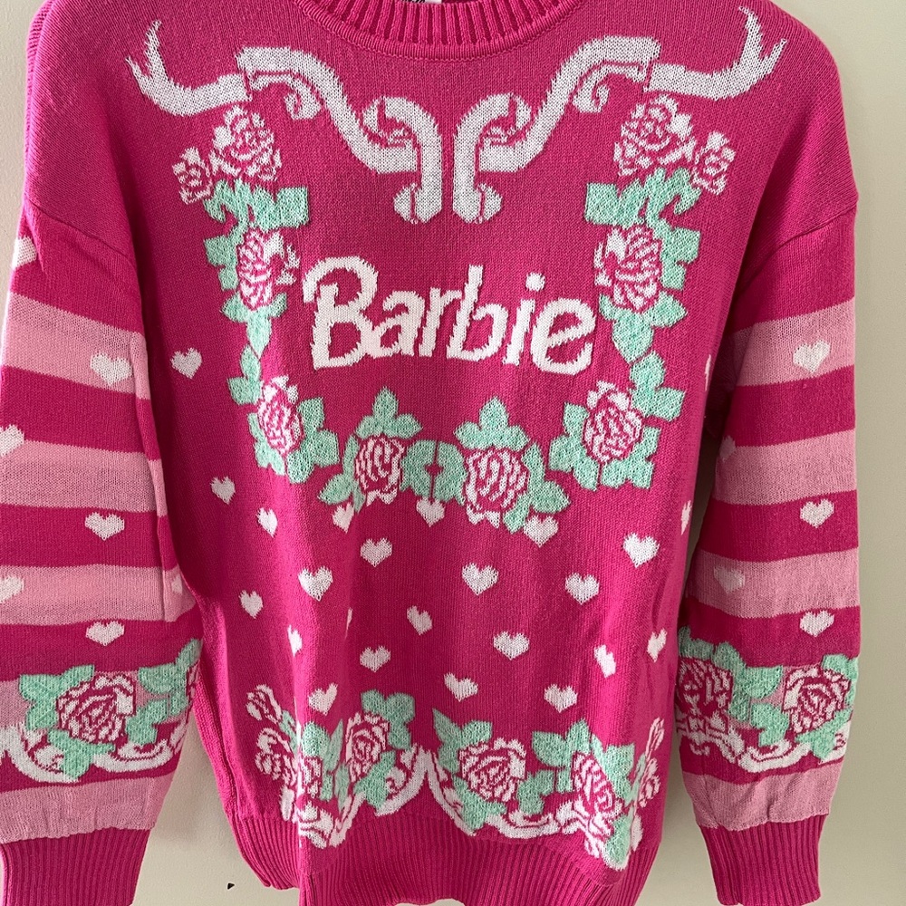 Forever 21 Barbie Pink Floral Sweater Size S Worn Once